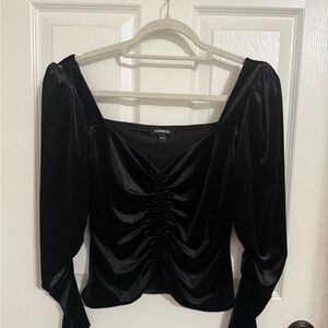 Express Black Ruched Fitted Blouse